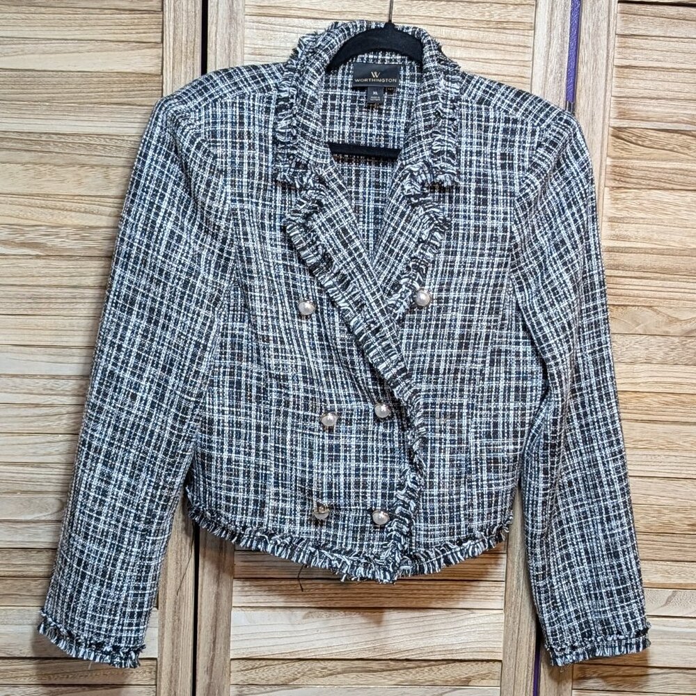 Worthington Blazer Black and White Plaid Size XL